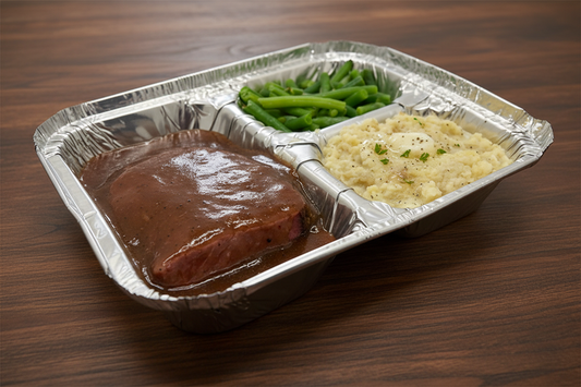 Roast beef, Mashed Potatoes, Green Beans